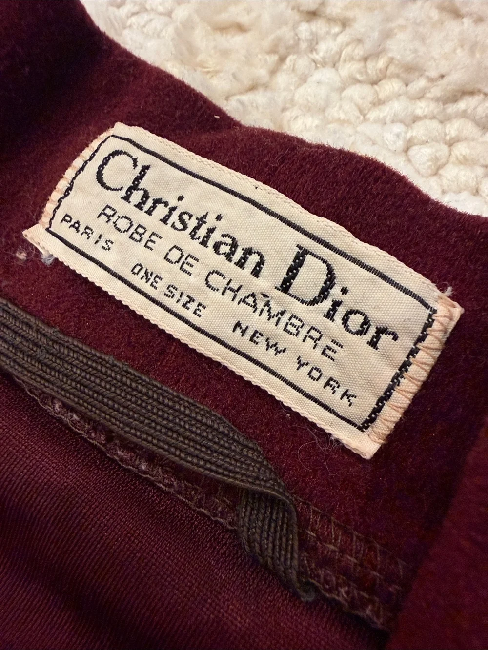 Vintage Christian Dior Monsieur Mens Vintage Velour Robe Plum Purple Cream OS